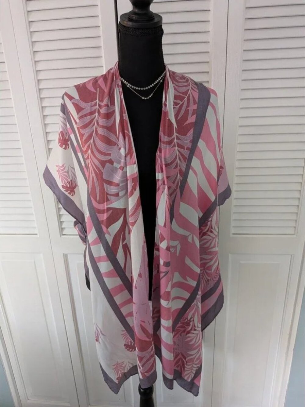 Save The Ocean pink and purple Swim CoverUp Kimono - Large